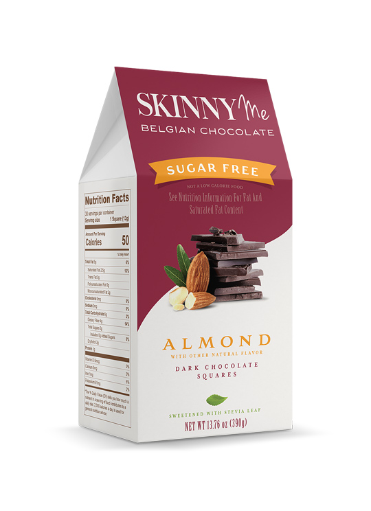 Decadent Dark Roasted Almond Sugar Free Chocolate - Skinny Me Chocolate